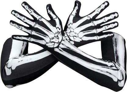 skeleton bone glove design with extended arm coverage