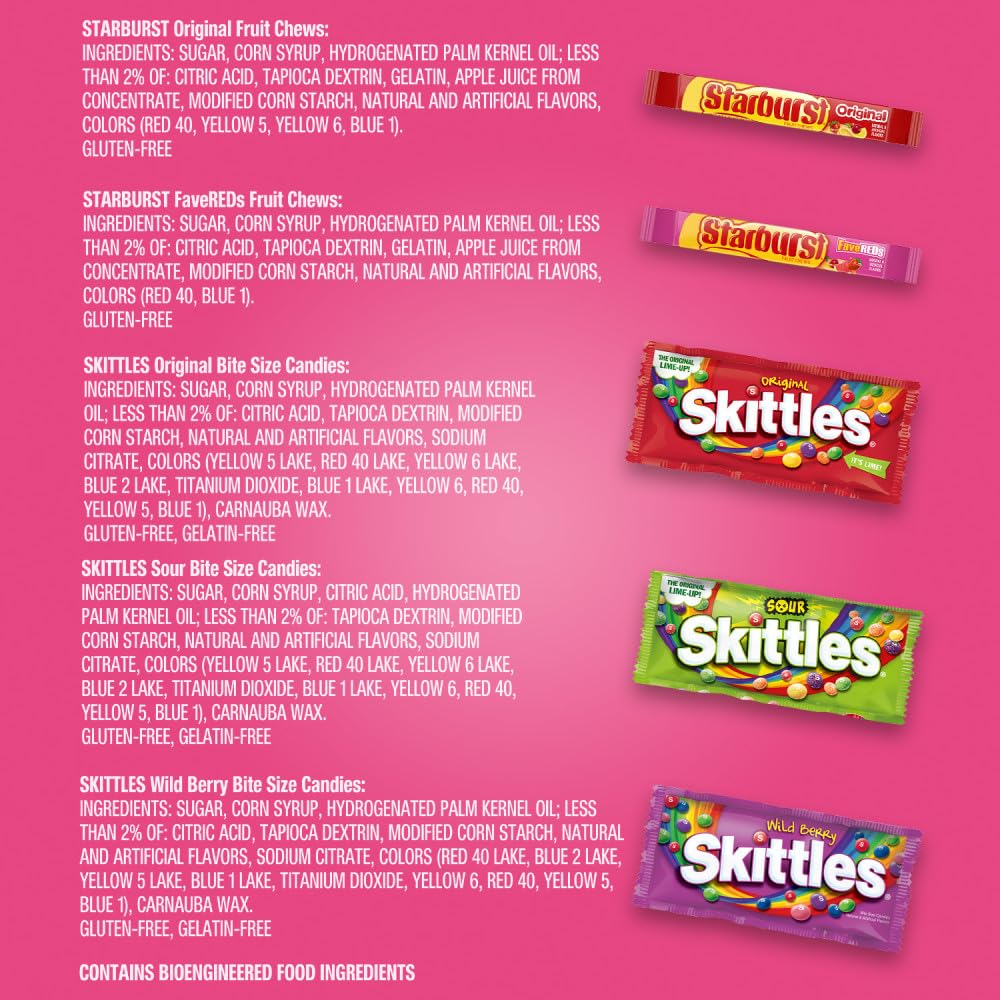 SKITTLES & STARBURST Mixed Fruit Candy Bulk Pack – Birthday Party Favors for Kids, Individually Wrapped Classroom Treats