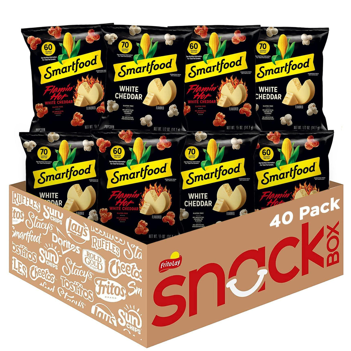 Smartfood Popcorn 40-Count Variety – Low Calorie, Low Carb Snack for Health-Conscious Snackers