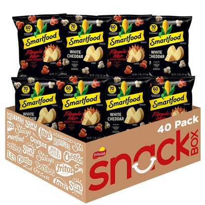 Smartfood Popcorn 40-Count Variety – Low Calorie, Low Carb Snack for Health-Conscious Snackers