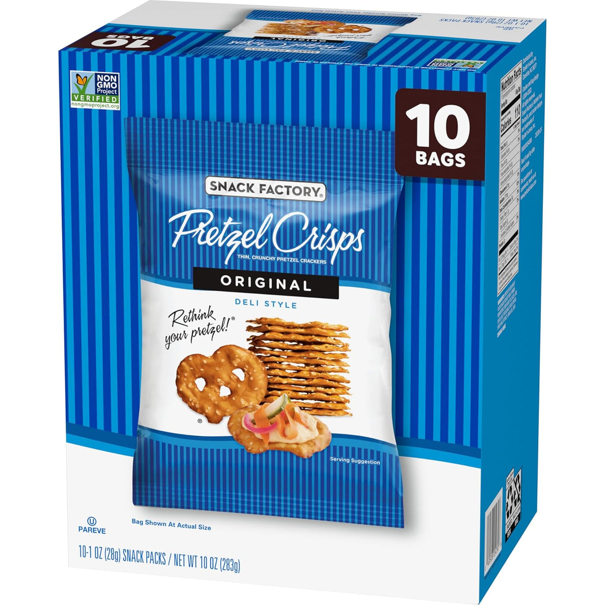 Snack Factory Pretzel Crisps – Crispy Baked Snack Bags for Kids' Lunches, 1 Ounce Each