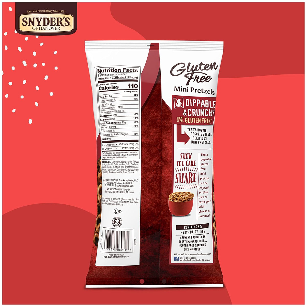 Snyder's of Hanover Gluten Free Mini Pretzels – Light Crunchy Snack for Self-Care Snack Breaks