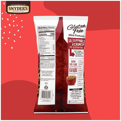 Snyder's of Hanover Gluten Free Mini Pretzels – Light Crunchy Snack for Self-Care Snack Breaks