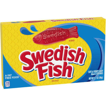 SOUR PATCH KIDS Watermelon and SWEDISH FISH Chewy Candy – Dorm Room Movie Night Snacks for Gaming Setups and Sleepovers, 15 Wrapped Boxes