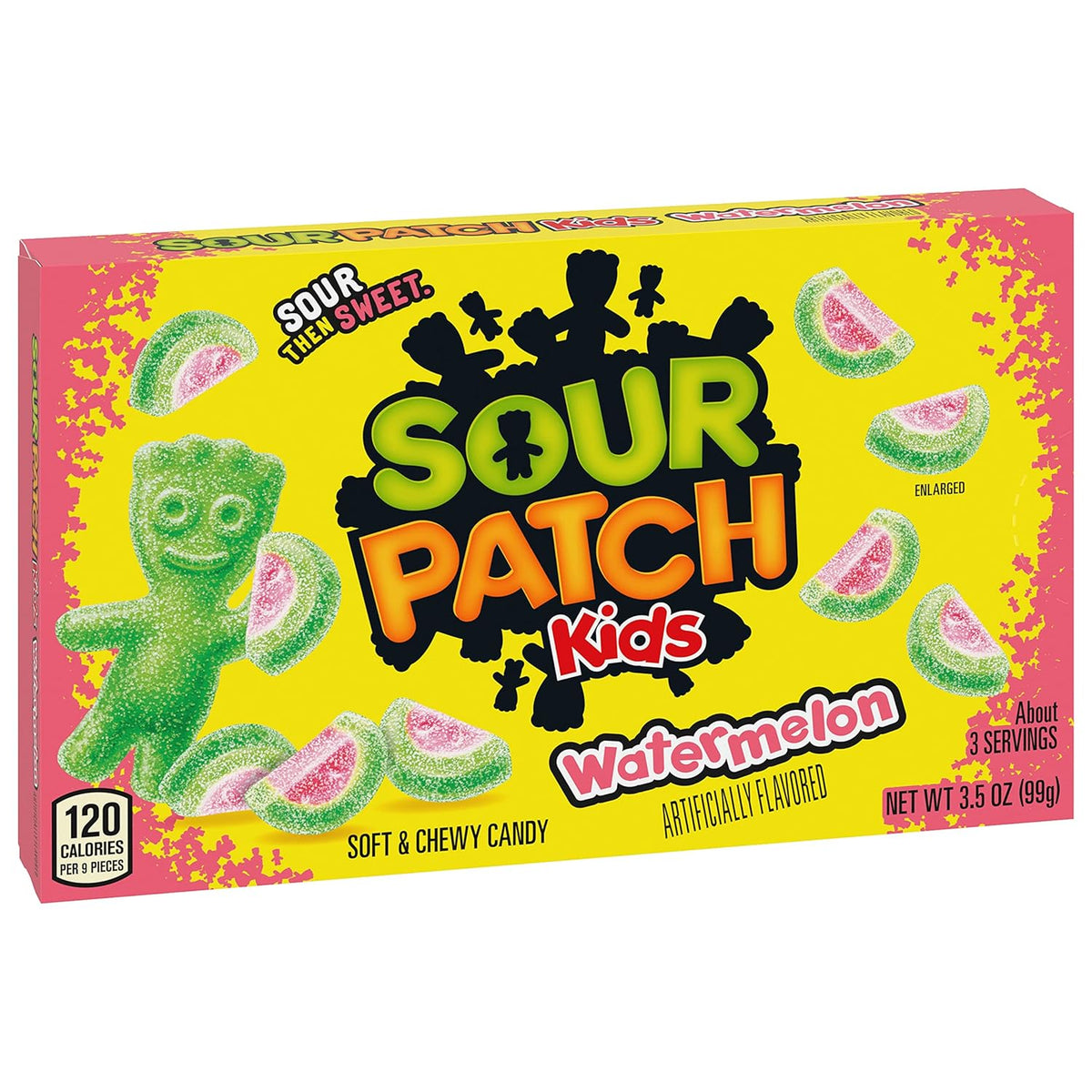 SOUR PATCH KIDS Watermelon Soft & Chewy Candy, Pre-Portioned Treat for Lunchboxes, Halloween Buckets, and Easter Baskets, 12 - 3.5 oz Boxes