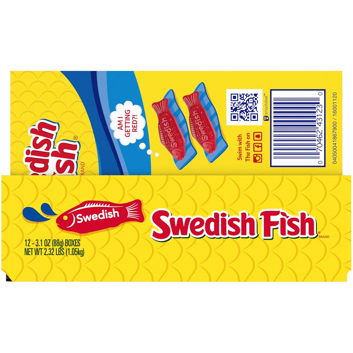 SWEDISH FISH Soft & Chewy Candy Healthy Sweet Treat Swap, Fat Free 12 Pack 3.1 oz Boxes