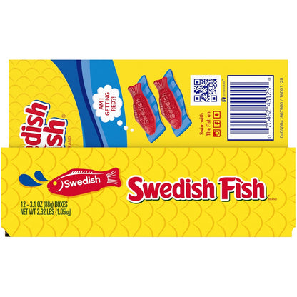 SWEDISH FISH Soft & Chewy Candy Healthy Sweet Treat Swap, Fat Free 12 Pack 3.1 oz Boxes
