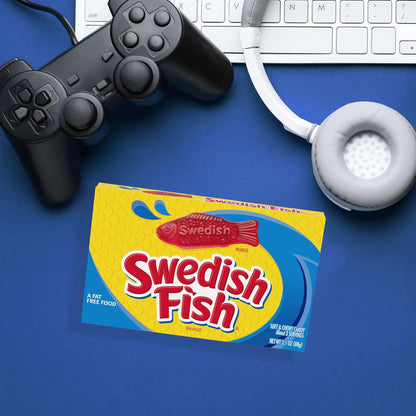 SWEDISH FISH Soft & Chewy Candy Healthy Sweet Treat Swap, Fat Free 12 Pack 3.1 oz Boxes