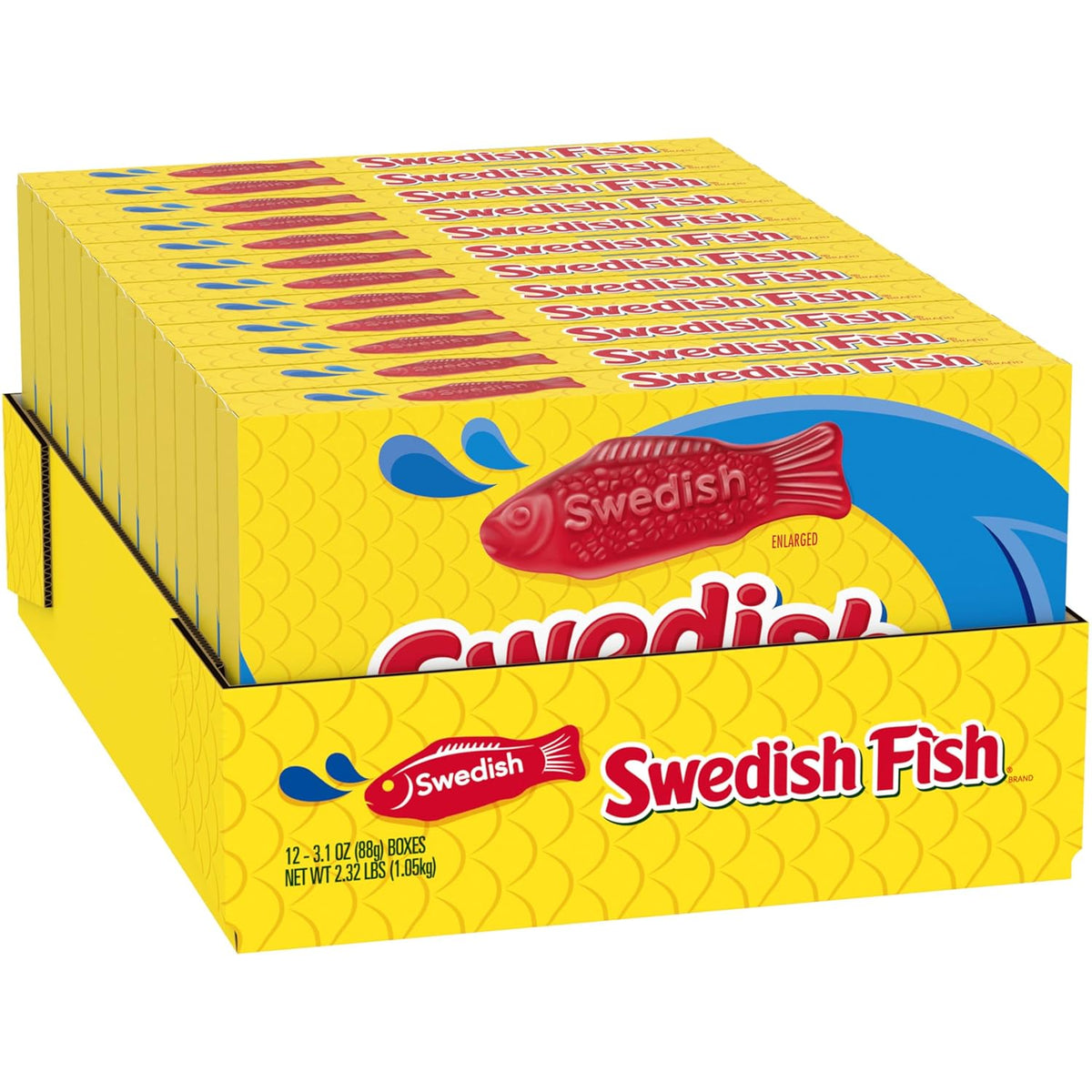SWEDISH FISH Soft & Chewy Candy Healthy Sweet Treat Swap, Fat Free 12 Pack 3.1 oz Boxes