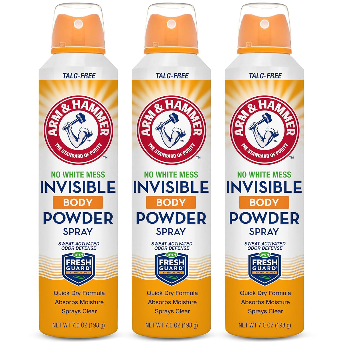 talc-free invisible spray formula that dries clear with no white residue