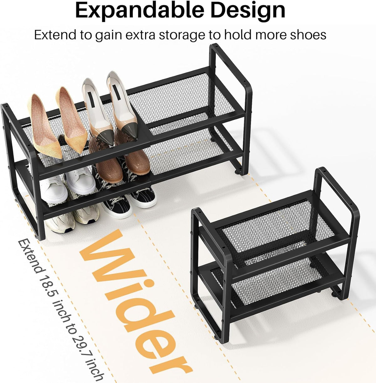 taut mesh wire shelf surface engineered to grip high heels