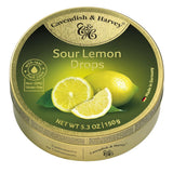 Cavendish & Harvey Sour Lemon Hard Candy Drops – Premium European Candy, Real Fruit Juice in Collector Gold Tin