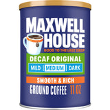 Maxwell House Decaf Original Medium Roast Ground Coffee – Reliable Office Pantry Coffee for All-Day Drinking Without Sleep Disruption, 29.3 oz Canister