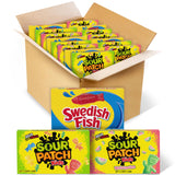 SOUR PATCH KIDS Watermelon and SWEDISH FISH Chewy Candy – Dorm Room Movie Night Snacks for Gaming Setups and Sleepovers, 15 Wrapped Boxes