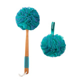 AmazerBath Wooden Handle Loofah Body Scrubber – Gentle Foam Brush for Kids' Bath Time and Shared Family Showers