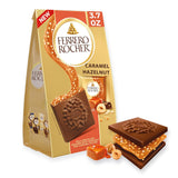 Ferrero Rocher Premium Caramel Hazelnut Squares – Personal Reward Treat to Brighten Busy Weeks, Resealable Gold Bag, 10 Individually Wrapped