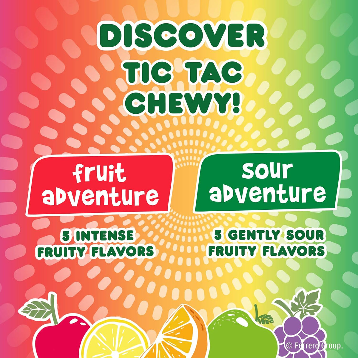 Tic Tac Chewy! Fruit Adventure Candy – Ready-to-Give Chewy Candy Gift for Movie Nights and Gatherings, 7 oz