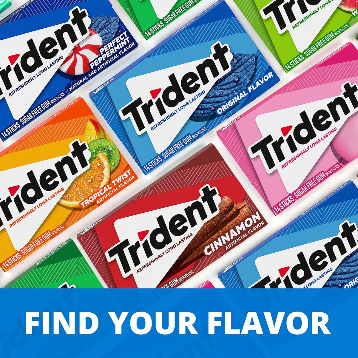 Trident Sugar-Free Chewing Gum Variety Pack – Sugar-Free Party Favor Pack for Children's Birthdays, 21 Packs