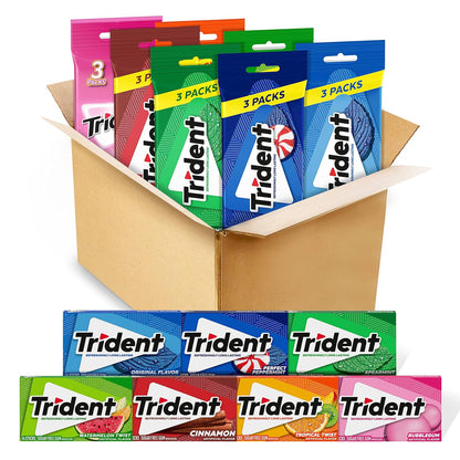 Trident Sugar-Free Chewing Gum Variety Pack – Sugar-Free Party Favor Pack for Children's Birthdays, 21 Packs