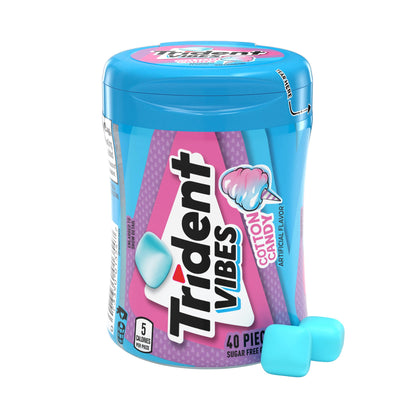 Trident Vibes SOUR PATCH KIDS Blue Raspberry Sugar-Free Chewing Gum – Movie Night Family Treat, 4-Bottle 160-Piece Pack