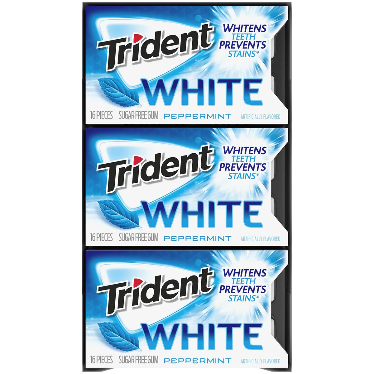 Trident White Sugar-Free Gum – Valentine's Day and Galentine's Treat for a Whitening, Fresh-Breath Care Kit, Peppermint, Spearmint, Wintergreen