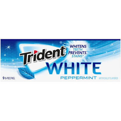 Trident White Sugar-Free Gum – Valentine's Day and Galentine's Treat for a Whitening, Fresh-Breath Care Kit, Peppermint, Spearmint, Wintergreen