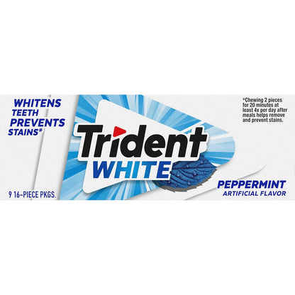 Trident White Sugar-Free Gum – Valentine's Day and Galentine's Treat for a Whitening, Fresh-Breath Care Kit, Peppermint, Spearmint, Wintergreen