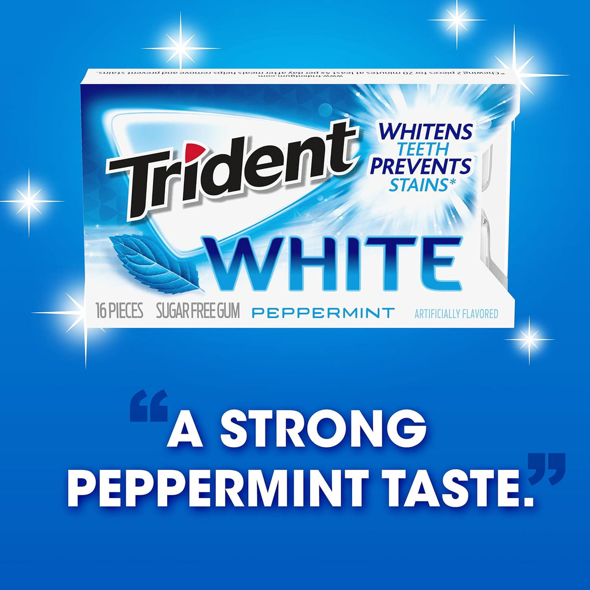 Trident White Sugar-Free Gum – Valentine's Day and Galentine's Treat for a Whitening, Fresh-Breath Care Kit, Peppermint, Spearmint, Wintergreen