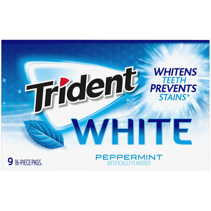 Trident White Sugar-Free Gum – Valentine's Day and Galentine's Treat for a Whitening, Fresh-Breath Care Kit, Peppermint, Spearmint, Wintergreen