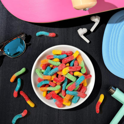 Trolli Sour Brite Crawlers Sour Gummy Worms – Sweet and Sour Candy for Trick-or-Treat Buckets and Birthday Party Bowls, 7.2 oz