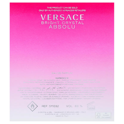 Versace Bright Crystal Absolu for Women – Calming Raspberry and Lotus Scent for Evening Wind-Down, 3.0 oz Spray