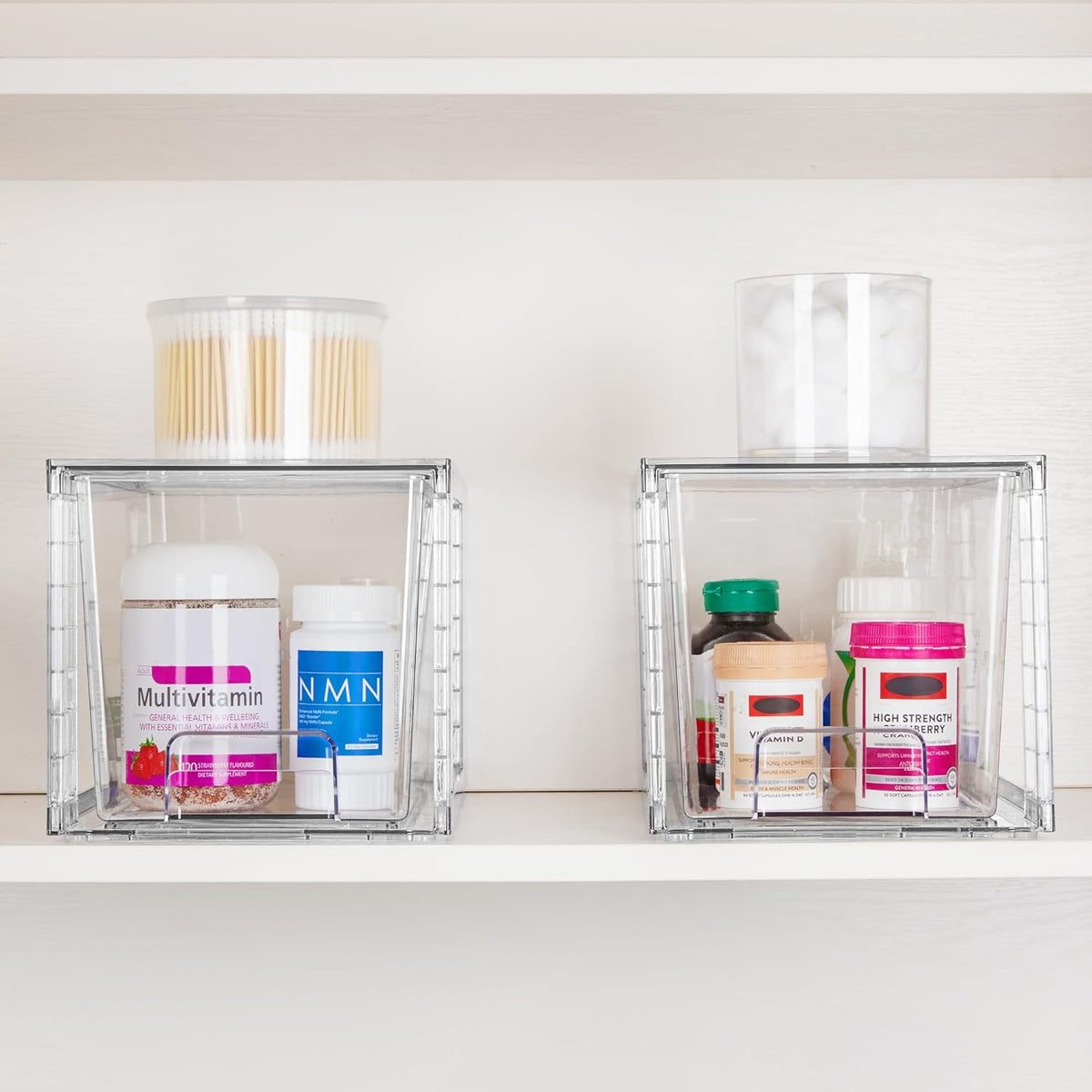 Vtopmart Nursery Stackable Bins for Diaper and Wipe Sorting, Smooth Pull-Out Rails