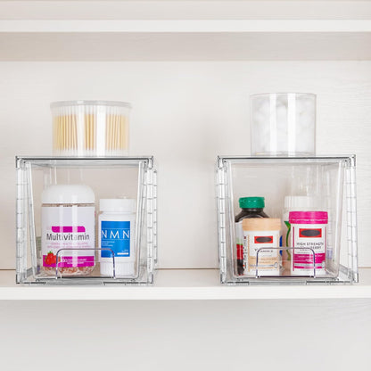 Vtopmart Nursery Stackable Bins for Diaper and Wipe Sorting, Smooth Pull-Out Rails