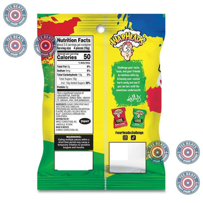 WARHEADS Sour Candy for Backyard BBQs and Outdoor Parties - Assorted 5 Flavor Travel Pack - 3 Pack