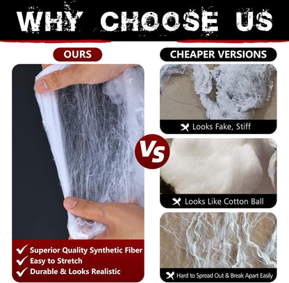 white textured finish that mimics authentic cobwebs when stretched