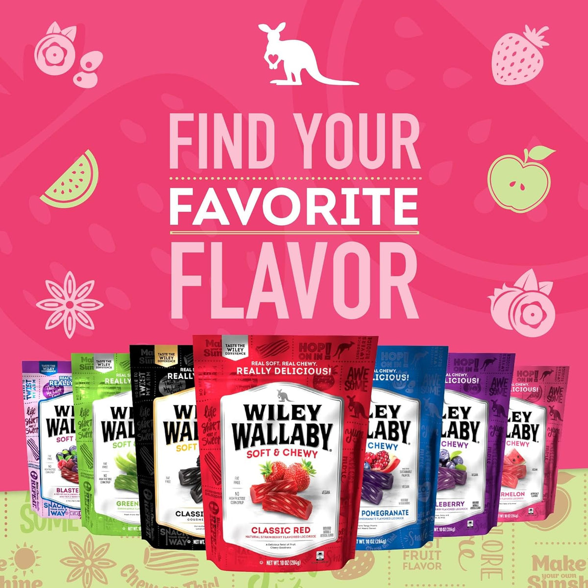 Wiley Wallaby Chewy Fruit Licorice Candy 10 Ounce Pouch – Plain Transparent Packaging with Nothing to Hide
