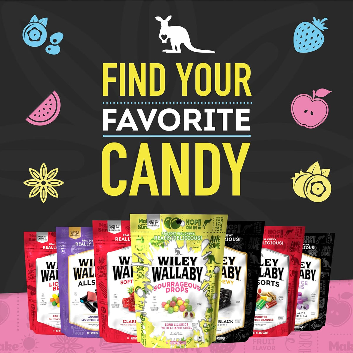 Wiley Wallaby Chewy Licorice Allsorts Bag – No Artificial Sweetener Indulgence for Mindful Snackers and Wellness Lovers
