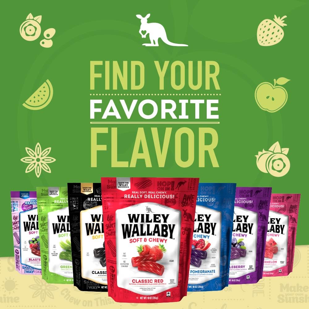 Wiley Wallaby Vegan Licorice Twists – Thoughtful Green Apple Snack Gift for Mom, Hostess & Candy Enthusiasts