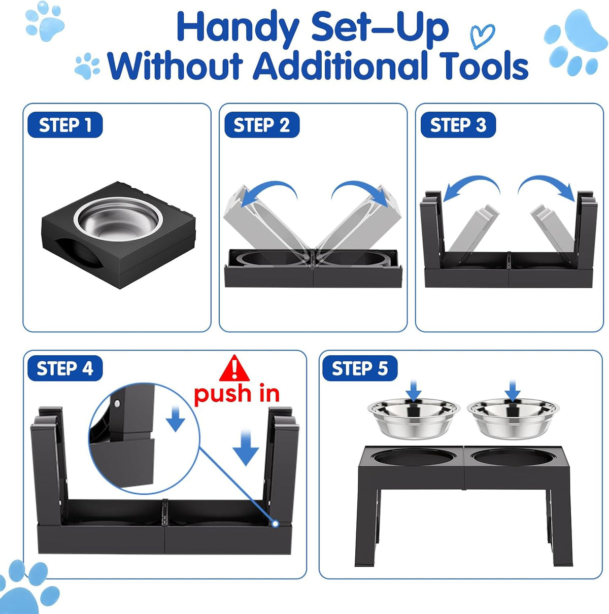 XIAZ Raised Dog Bowl Stand – Arthritis Relief Feeding Station for Indoor Recovery Area, Adjustable Height Stainless Steel Pet Dishes
