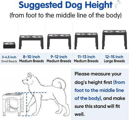 XIAZ Raised Dog Bowl Stand – Arthritis Relief Feeding Station for Indoor Recovery Area, Adjustable Height Stainless Steel Pet Dishes
