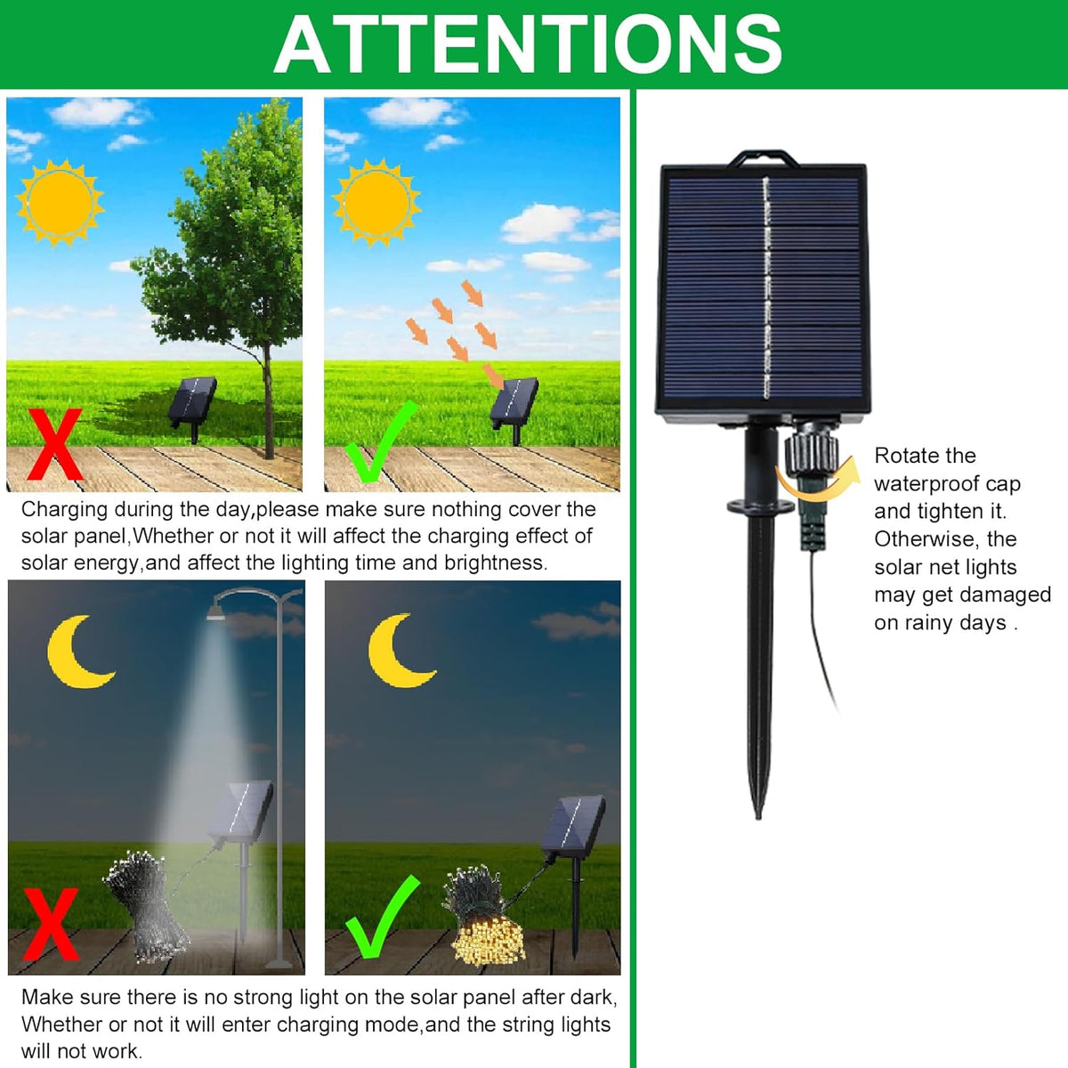 YAOZHOU Solar Powered Net Lights – IP65 Sealed LED Bulbs Safe for Rain, Snow & Curious Toddlers in the Yard