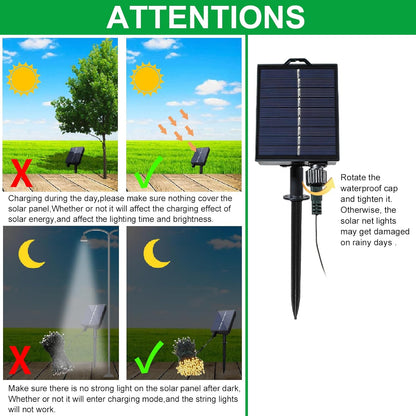 YAOZHOU Solar Powered Net Lights – IP65 Sealed LED Bulbs Safe for Rain, Snow & Curious Toddlers in the Yard
