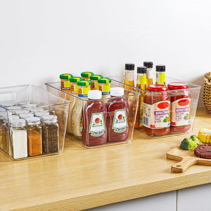 YIHONG Clear Storage Bins – Designer-Inspired Cabinet Organizer, Clear Stackable Set