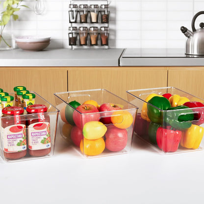 YIHONG Clear Storage Bins – Designer-Inspired Cabinet Organizer, Clear Stackable Set