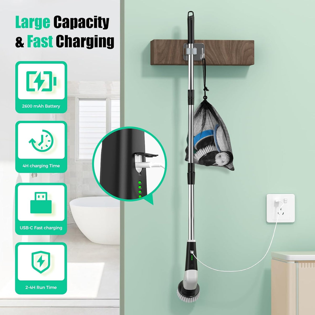 YKYI Electric Cleaning Brush for Car Interior and Exterior – Detail Dashboard, Cup Holders, Wheels and Rims Without Cords or Hoses