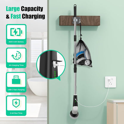 YKYI Electric Cleaning Brush for Car Interior and Exterior – Detail Dashboard, Cup Holders, Wheels and Rims Without Cords or Hoses