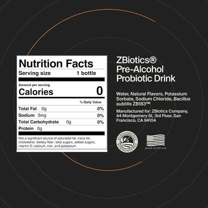 ZBiotics Pre-Alcohol Probiotic — Vegan and Paleo Friendly Hangover Prevention for Wellness Lifestyles