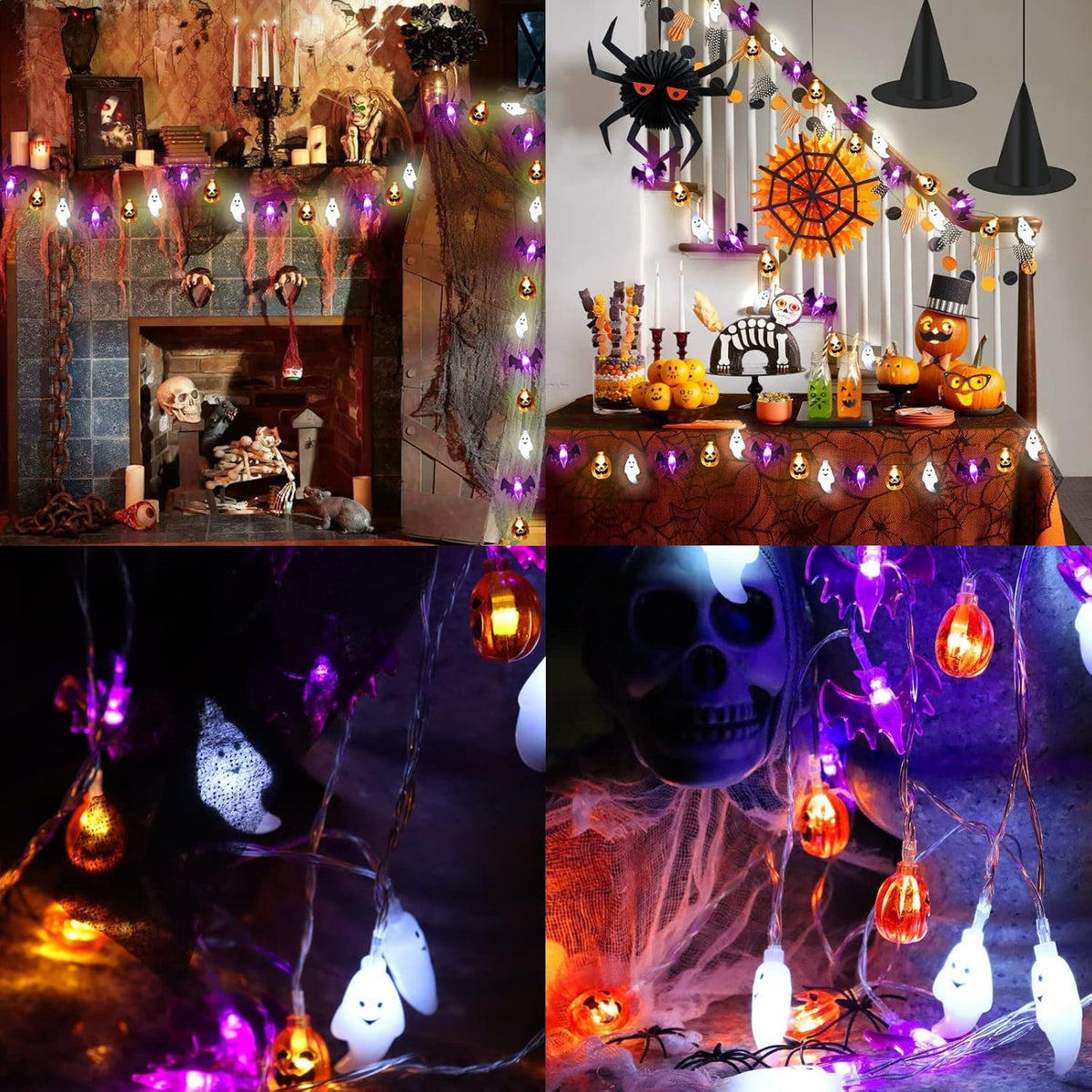 Zimati 8 Mode Halloween Lights with Copper Wire for Seasonal Home Decor and Cozy Autumn Ambiance