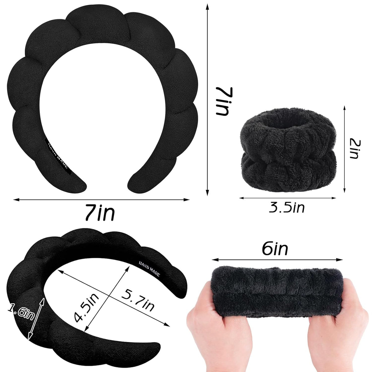 Zkptops Bubble Hairband – Cute Stocking Stuffer for Her, Plush Puffy Headband Set for Self-Care Lovers