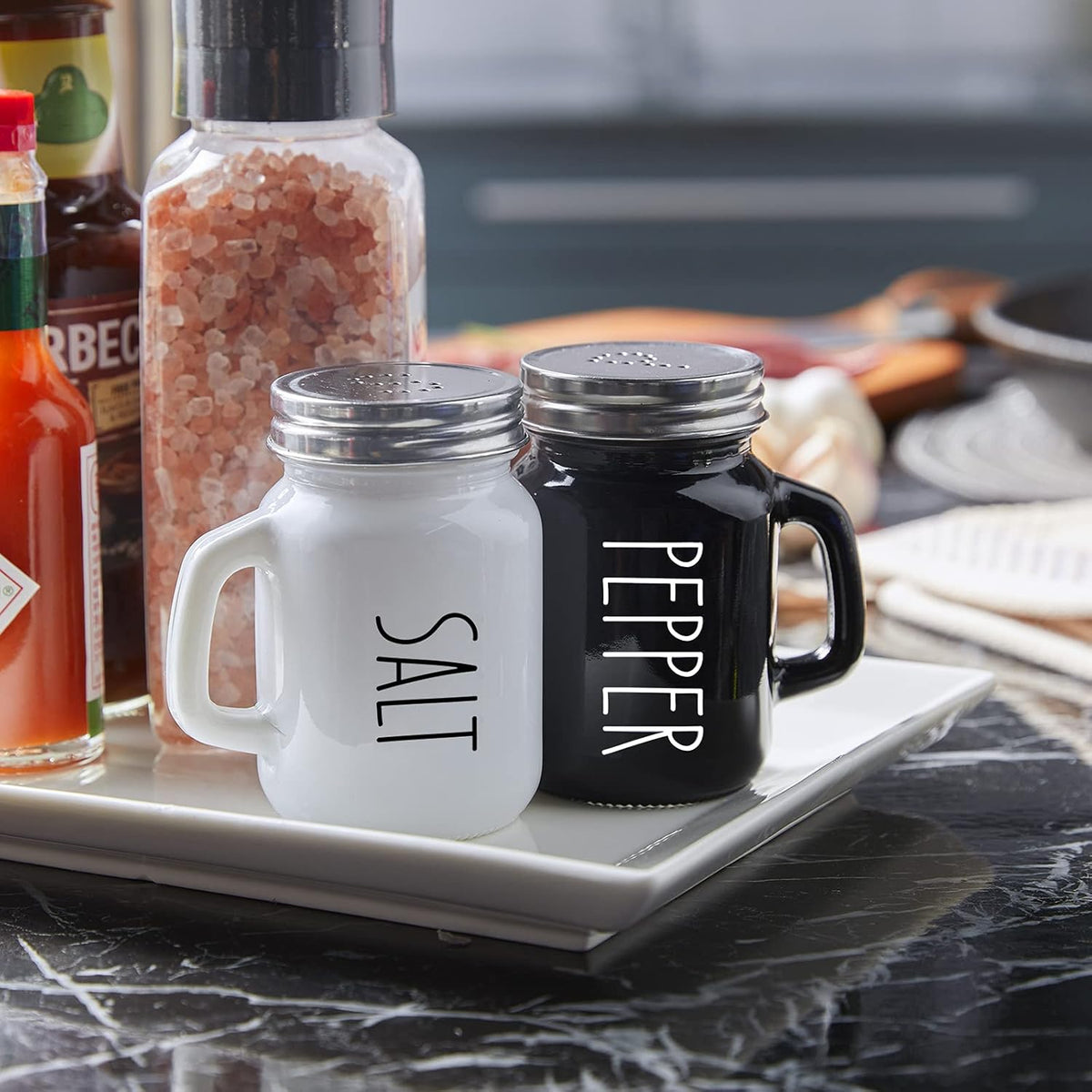 ZOSUJO Glass Salt and Pepper Shakers Set – Minimalist Kitchen Counter Accessory, Clean and Simple Design